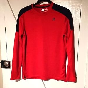 Russell Athletic EUC Boys XL(14-16) Red Long Sleeve Shirt with Black Accents.